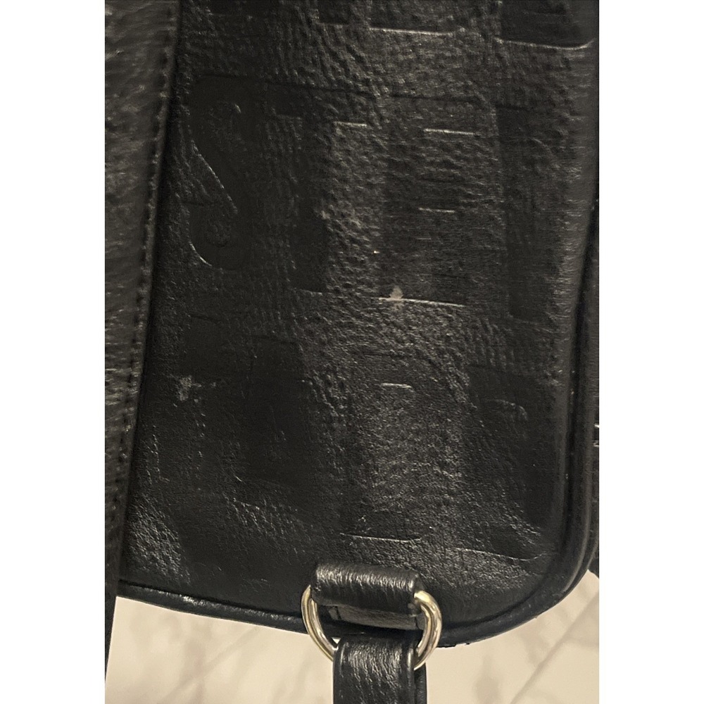 Steve Madden Small Backpack Embossed Logo Black & Gold Faux Leather Womens Bag - Picture 11 of 16